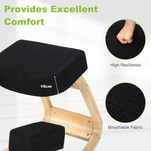 Ergonomic Kneeling Chair Rocking Office Desk Stool Upright Posture-Black view 9