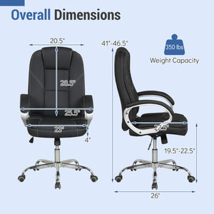 Ergonomic Leather Office Chair with Padded Armrests and Rocking Backrest-Black view 4