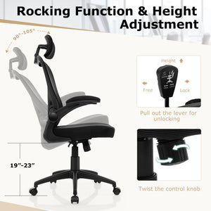 Ergonomic Mesh Office Chair with Adjustable Height for Home Office-Black view 4