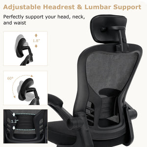 Ergonomic Mesh Office Chair with Adjustable Height for Home Office-Black view 6