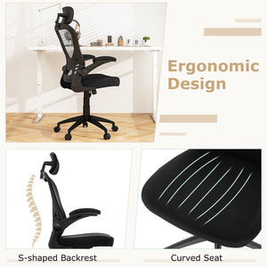 Ergonomic Mesh Office Chair with Adjustable Height for Home Office-Black view 7