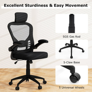 Ergonomic Mesh Office Chair with Adjustable Height for Home Office-Black view 9