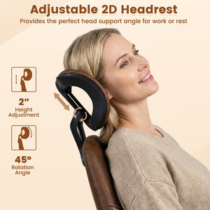 Ergonomic Office Chair Computer Desk Chair with 2D Headrest and Rocking Backrest-Brown view 8