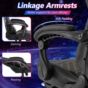 Ergonomic Video Game Computer Chair with Headrest and Lumbar Pillow-Black view 9