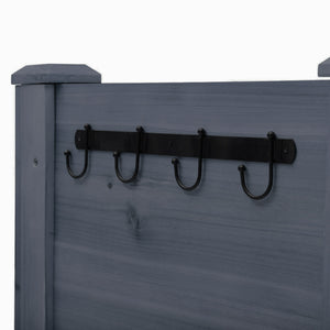 Wooden Raised Garden Plant Stand Outdoor Tall Flower Bed Box with Hooks, 48" x 24" x 32", Nature Wood