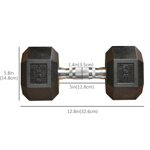 Soozier 2 x 10lbs Rubber Dumbbells Weight Set, Dumbbell Hand Weight for Body Fitness Training for Home Office Gym