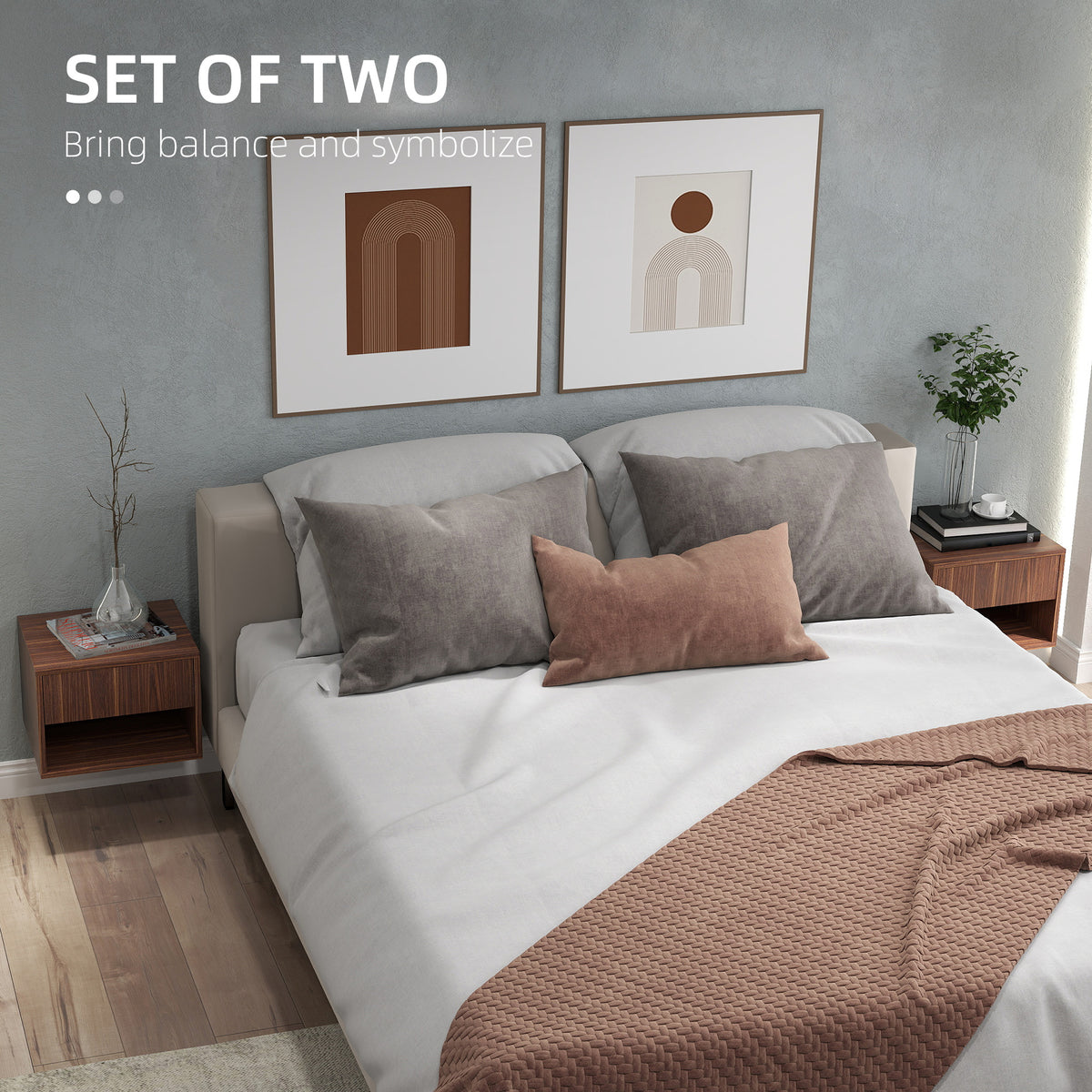 Floating Nightstand Set of 2, Wall Mounted Bedside Table with Drawer for Bedroom Black – view 10