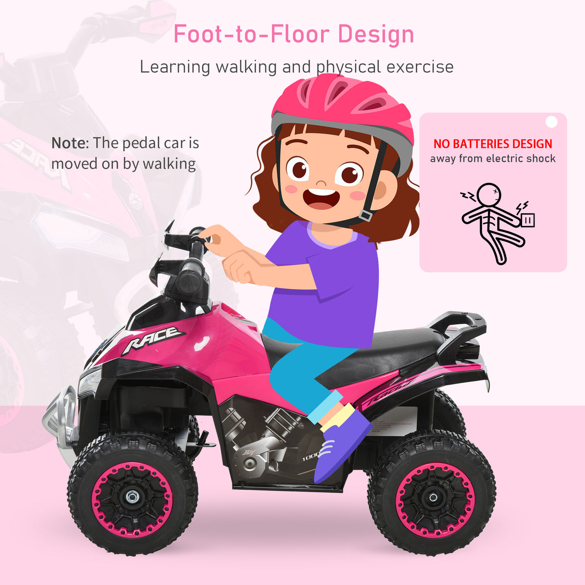 Aosom No Power Baby Ride on Toy for Toddler, Kids Ride on Car Foot to Floor Sliding 4 Wheels  with Music, Lightening, for 18-36 Months