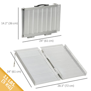 Textured Aluminum Folding Wheelchair Ramp, Portable Threshold Ramp 2', for Scooter Steps Home Stairs Doorways