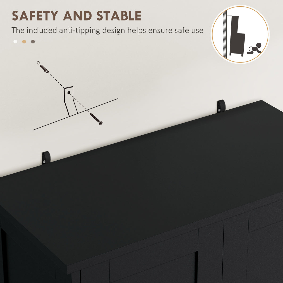 50.5" Kitchen Storage Cabinet, Modern Kitchen Pantry Cabinet with 4 Doors, Drawer, Adjustable Shelf, Black – view 6