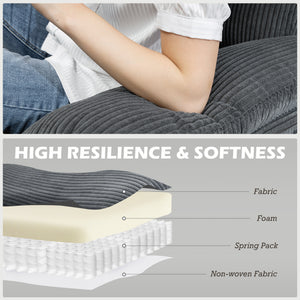 L-Shape Sofa, Modern Sectional Couch with Changeable Chaise Lounge, Pillows and Wooden Legs for Living Room, Dark Grey