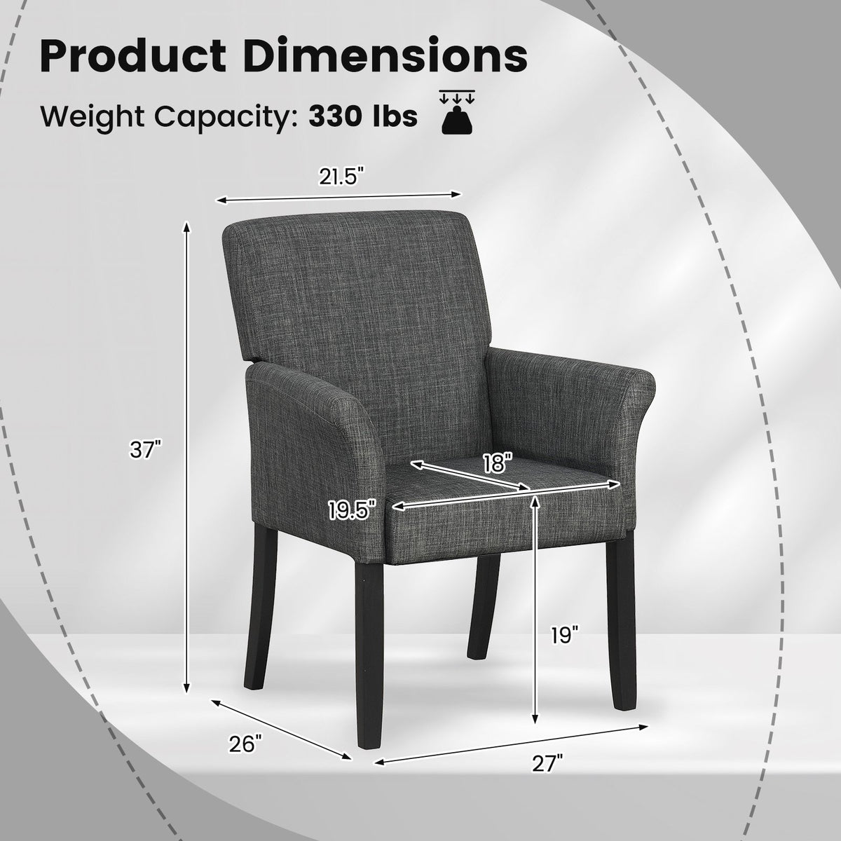 Executive Guest Chair Reception Waiting Room Arm Chair-Gray view 4
