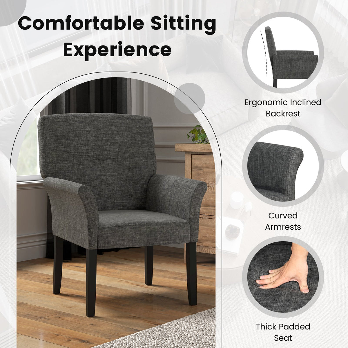 Executive Guest Chair Reception Waiting Room Arm Chair-Gray view 7