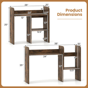 Expandable Desk Bookshelf with Open Cubes and Desktop Display Rack-Rustic Brown view 4