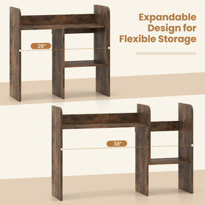 Expandable Desk Bookshelf with Open Cubes and Desktop Display Rack-Rustic Brown view 7