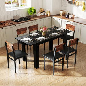 Extendable Dining Table for 4-8 People 47 inches-62 inches Large Rectangular Kitchen Table-Black view 2