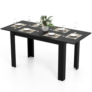 Extendable Dining Table for 4-8 People 47 inches-62 inches Large Rectangular Kitchen Table-Black view 4