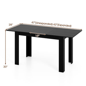 Extendable Dining Table for 4-8 People 47 inches-62 inches Large Rectangular Kitchen Table-Black view 5