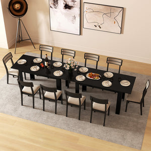 Extendable Dining Table for 4-8 People 47 inches-62 inches Large Rectangular Kitchen Table-Black view 9