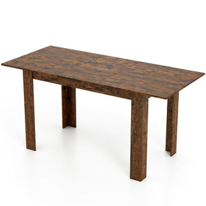 Extendable Dining Table for 4-8 People 47 inches-62 inches Large Rectangular Kitchen Table-Rustic Brown