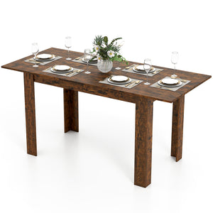 Extendable Dining Table for 4-8 People 47 inches-62 inches Large Rectangular Kitchen Table-Rustic Brown view 4