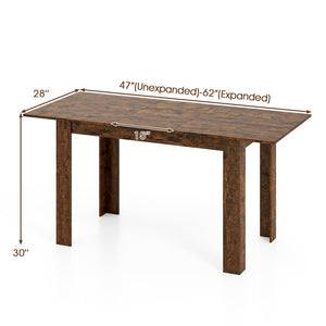 Extendable Dining Table for 4-8 People 47 inches-62 inches Large Rectangular Kitchen Table-Rustic Brown view 5