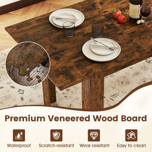 Extendable Dining Table for 4-8 People 47 inches-62 inches Large Rectangular Kitchen Table-Rustic Brown view 6