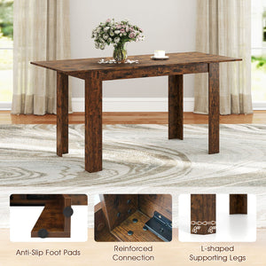 Extendable Dining Table for 4-8 People 47 inches-62 inches Large Rectangular Kitchen Table-Rustic Brown view 7