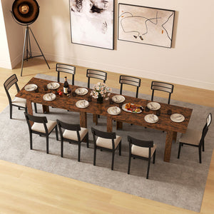 Extendable Dining Table for 4-8 People 47 inches-62 inches Large Rectangular Kitchen Table-Rustic Brown view 9