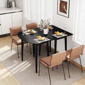 Extendable Dining Table Set with 2 Half-Round and 1 Rectangular Tables-Black view 6