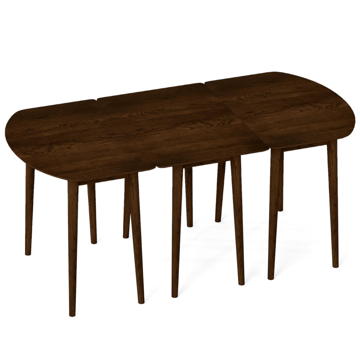 Extendable Dining Table Set with 2 Half-Round and 1 Rectangular Tables-Walnut view 4
