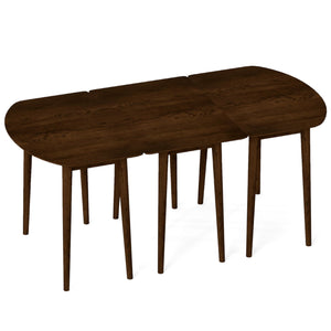 Extendable Dining Table Set with 2 Half-Round and 1 Rectangular Tables-Walnut view 4