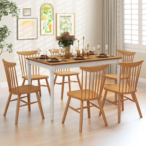 Extendable Dining Table with Rubber Wood Legs for 4-8 People-White view 6