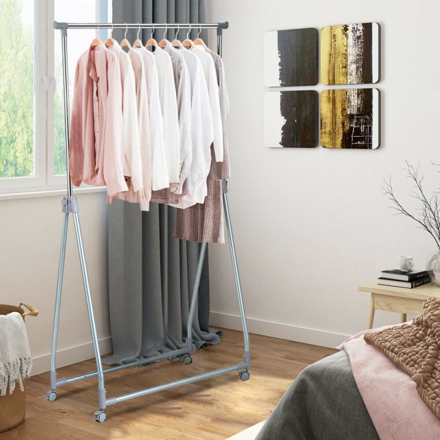 Extendable Foldable Heavy Duty Clothing Rack with Hanging Rod view 3