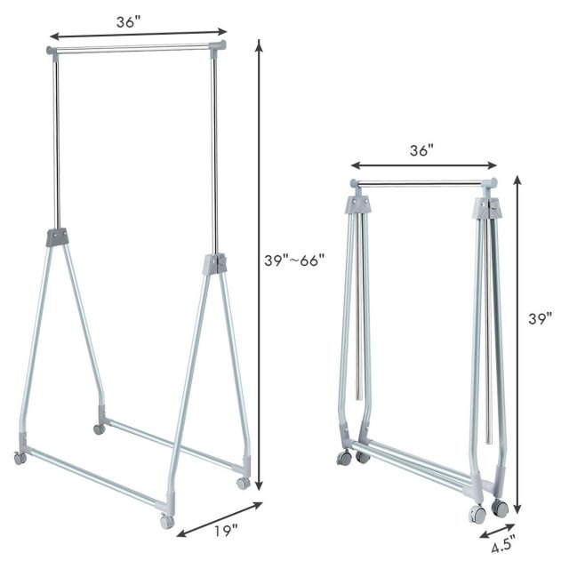 Extendable Foldable Heavy Duty Clothing Rack with Hanging Rod view 5