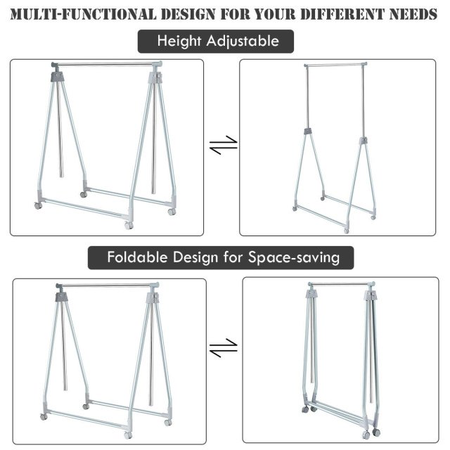 Extendable Foldable Heavy Duty Clothing Rack with Hanging Rod view 9