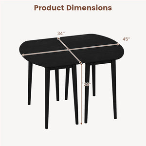 Extendable Oval Dining Table Set with 2 Half-Round Tables for 4-6 People-Black view 3