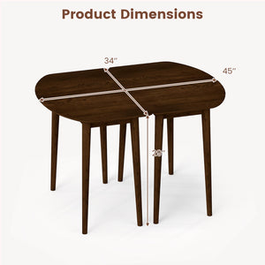 Extendable Oval Dining Table Set with 2 Half-Round Tables for 4-6 People-Walnut view 3
