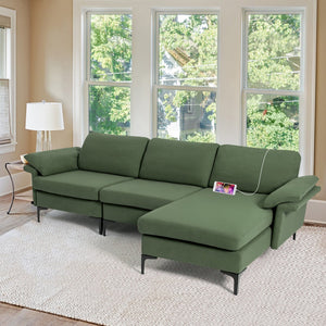 Extra Large Modular L-shaped Sectional Sofa with Reversible Chaise for 4-5 People-Army Green view 3