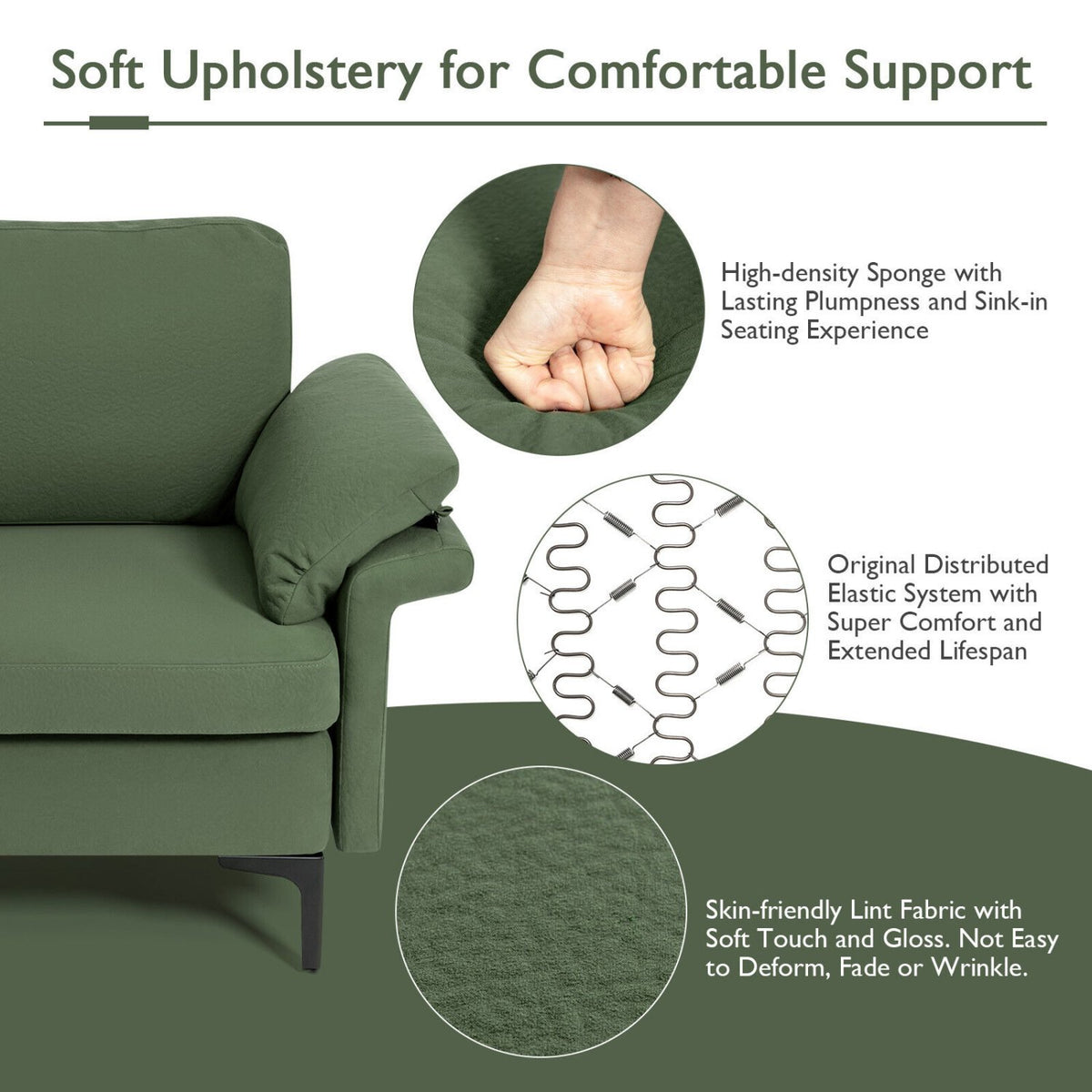 Extra Large Modular L-shaped Sectional Sofa with Reversible Chaise for 4-5 People-Army Green view 8