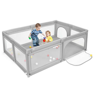 Extra-Large Safety Baby Fence with 50 Ocean Balls-Gray view 4