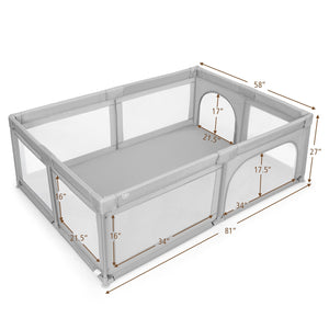 Extra-Large Safety Baby Fence with 50 Ocean Balls-Gray view 5