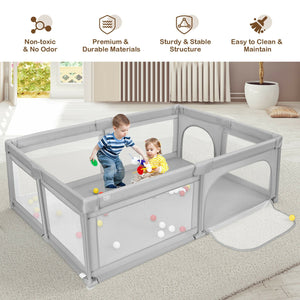 Extra-Large Safety Baby Fence with 50 Ocean Balls-Gray view 6