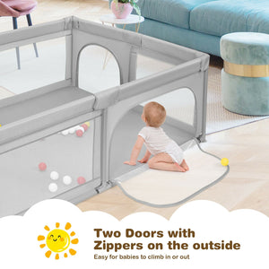 Extra-Large Safety Baby Fence with 50 Ocean Balls-Gray view 7