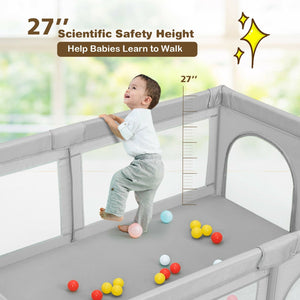 Extra-Large Safety Baby Fence with 50 Ocean Balls-Gray view 9