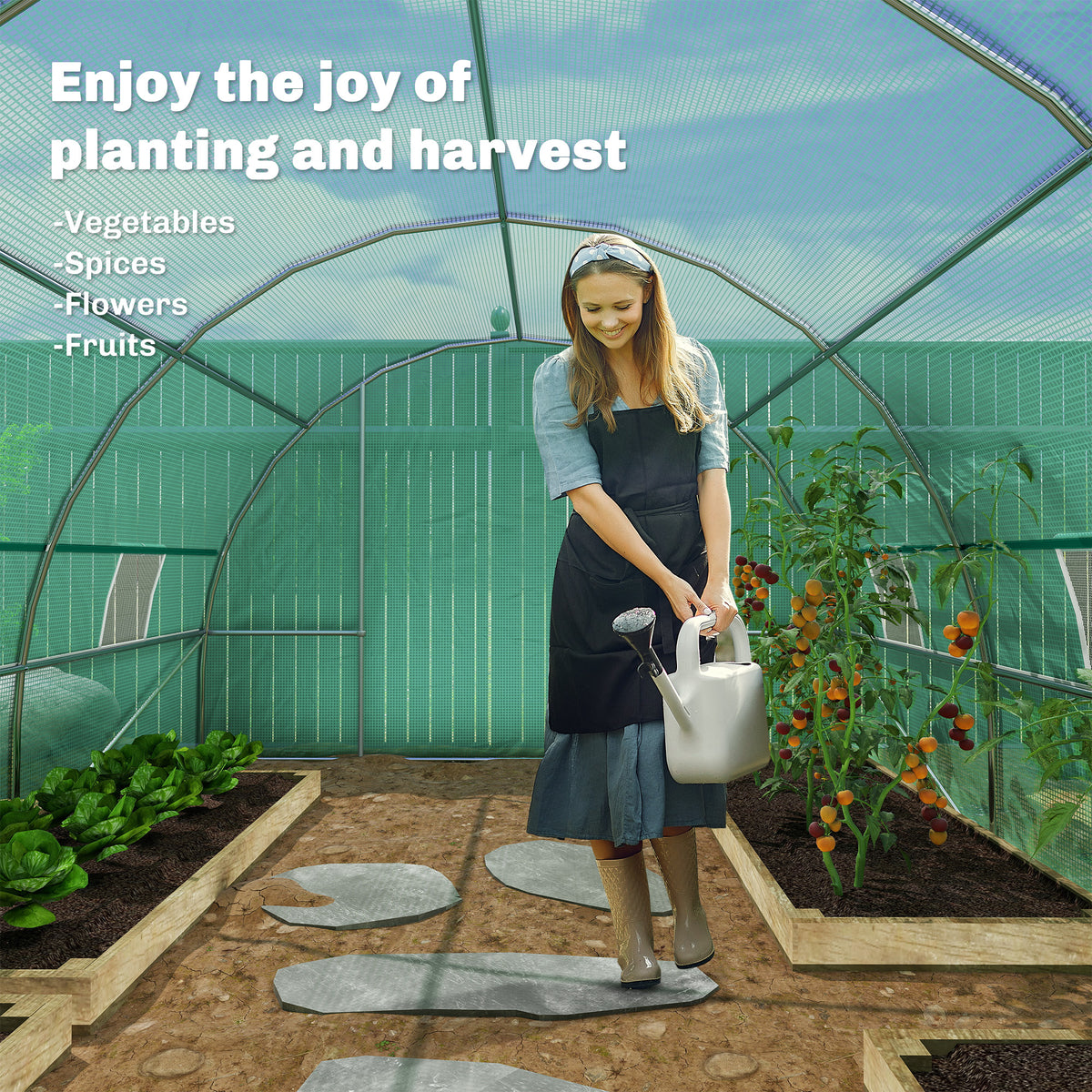 26' x 10' x 6.6' Large Walk in Tunnel Greenhouse Garden Plant Seed Green House Premium Steel Frame