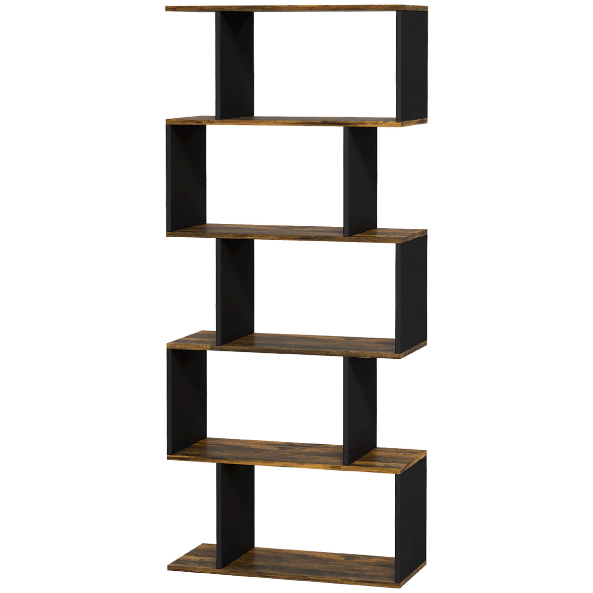 5-Tier Bookshelf, Geometric S Shaped Bookcase, Tall Narrow Display Shelf for for Living Room, Study Room – view 8