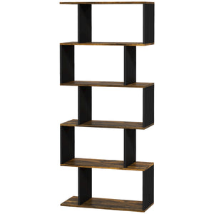 5-Tier Bookshelf, Geometric S Shaped Bookcase, Tall Narrow Display Shelf for for Living Room, Study Room – view 8