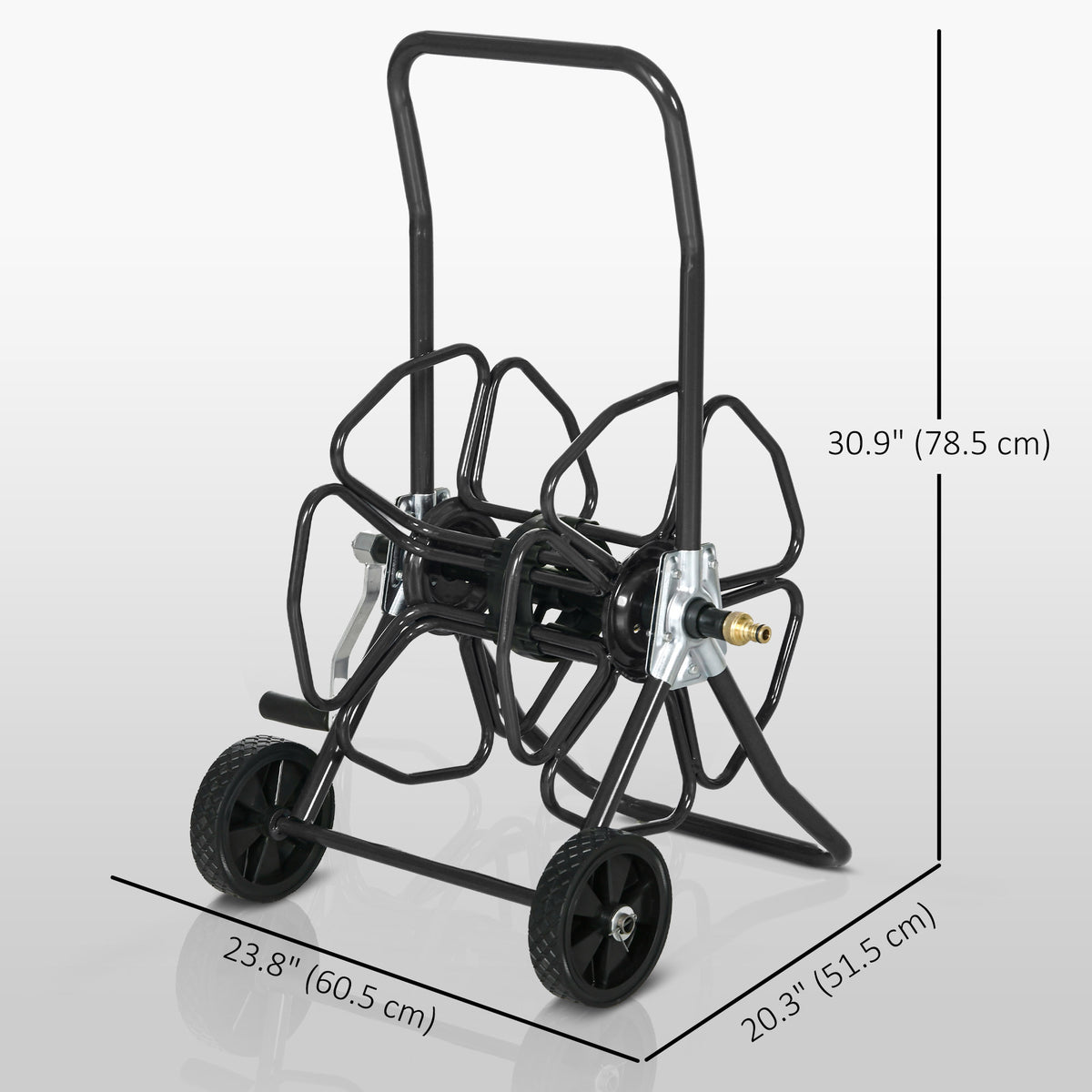 98 ft of 5/8" Hose Reel Cart (Hose Not Included), Garden Water Hose Carts with Wheels for Yard, Lawn, Black – view 2