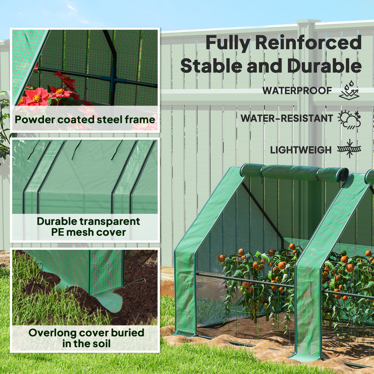 Portable Mini Greenhouse Tunnel Growing Tent Plants Flower Warm House w/ Zippered Roll-up Doors, Clear – view 21